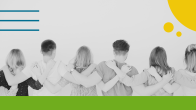 Young people holding hands from the back