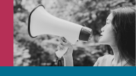 Person holding a megaphone