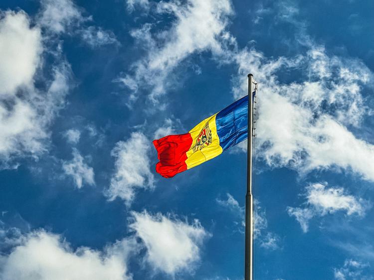 Moldova flag in the sky