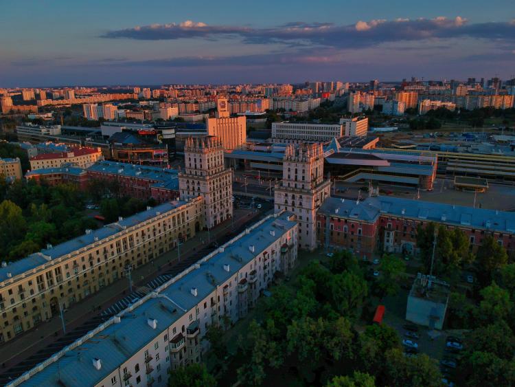 Aerial view of city buildings taken in daylight