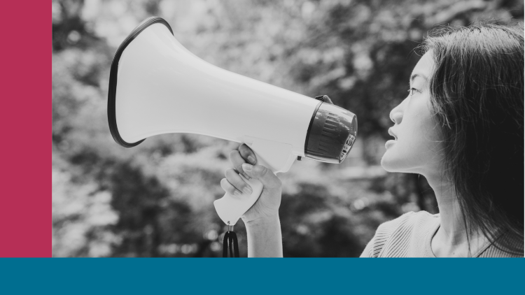 Person holding a megaphone